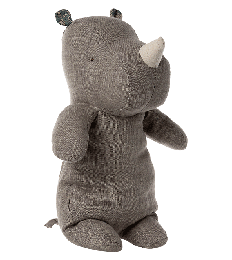 Maileg Safari Friend Medium Dark Grey Rhino Plush Toy - Perfect for Kids' Bedroom Decor, Nursery Gifts & Safari-Themed Playtime