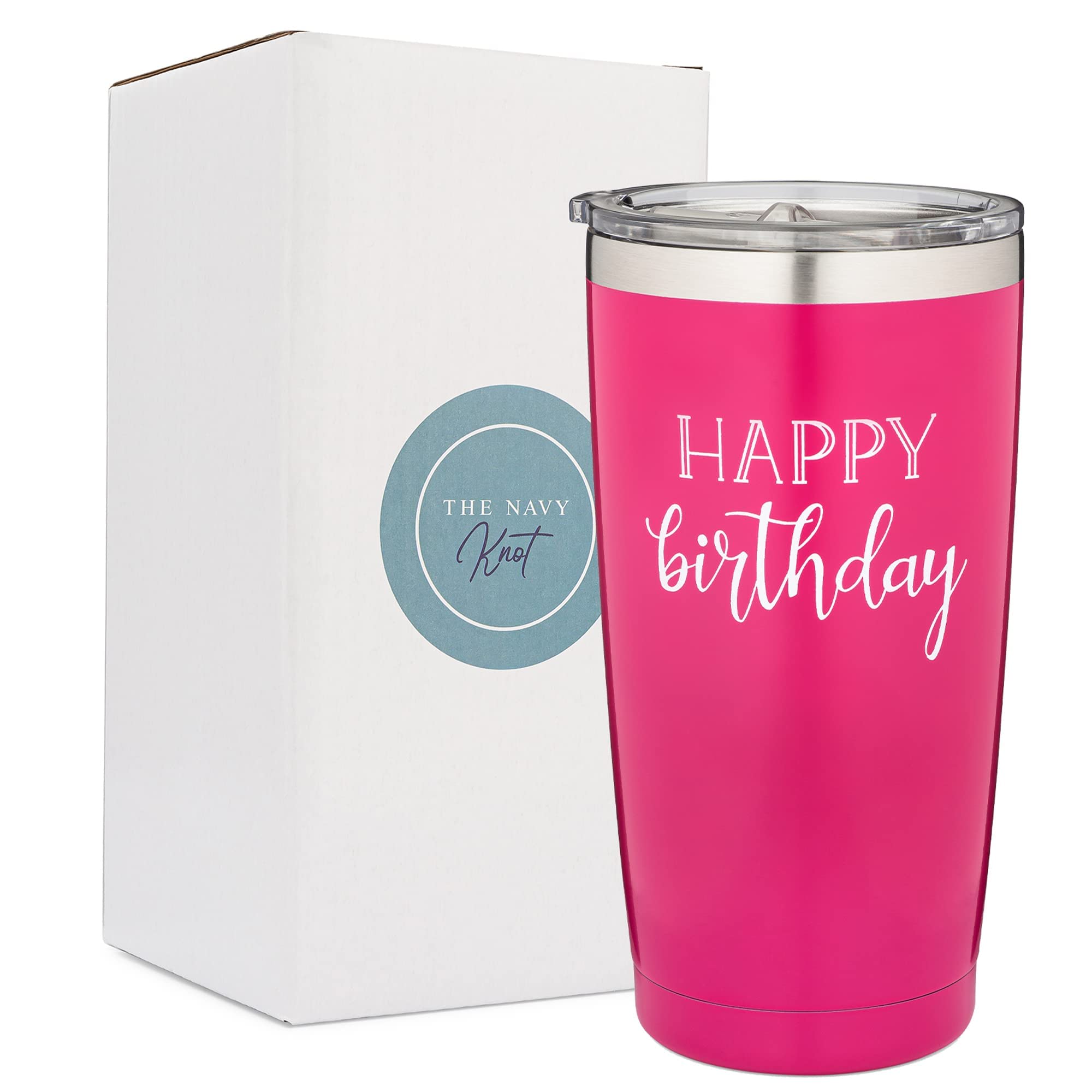 Happy Birthday Tumbler - Stainless Steel Insulated Wine Cup | Coffee Travel Mug & Tea Glass | Keeps Drinks Hot/Cold for 24 Hours | Perfect Birthday Gift for Women & Men | Great for Office, Travel, Picnics & Outdoor Activities