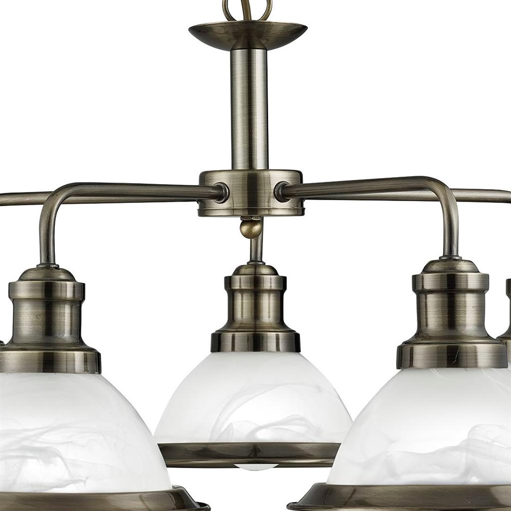 Bistro 3/5Lt Multi-Arm Pendant Light Fixture - Satin Silver & Antique Brass Finish - Perfect for Kitchen Island, Dining Room, and Restaurant Lighting