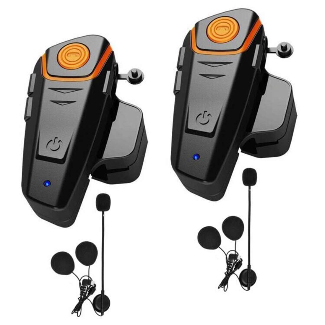 HuanGou BT-S2 Motorcycle Bluetooth Headset - Bluetooth 5.0 Helmet Intercom for 3 Riders, 1000M Range, FM Radio, GPS Music & Hands-Free Walkie-Talkie (Dual Pack) - Perfect for Group Riding, Commuting & Adventure Tours