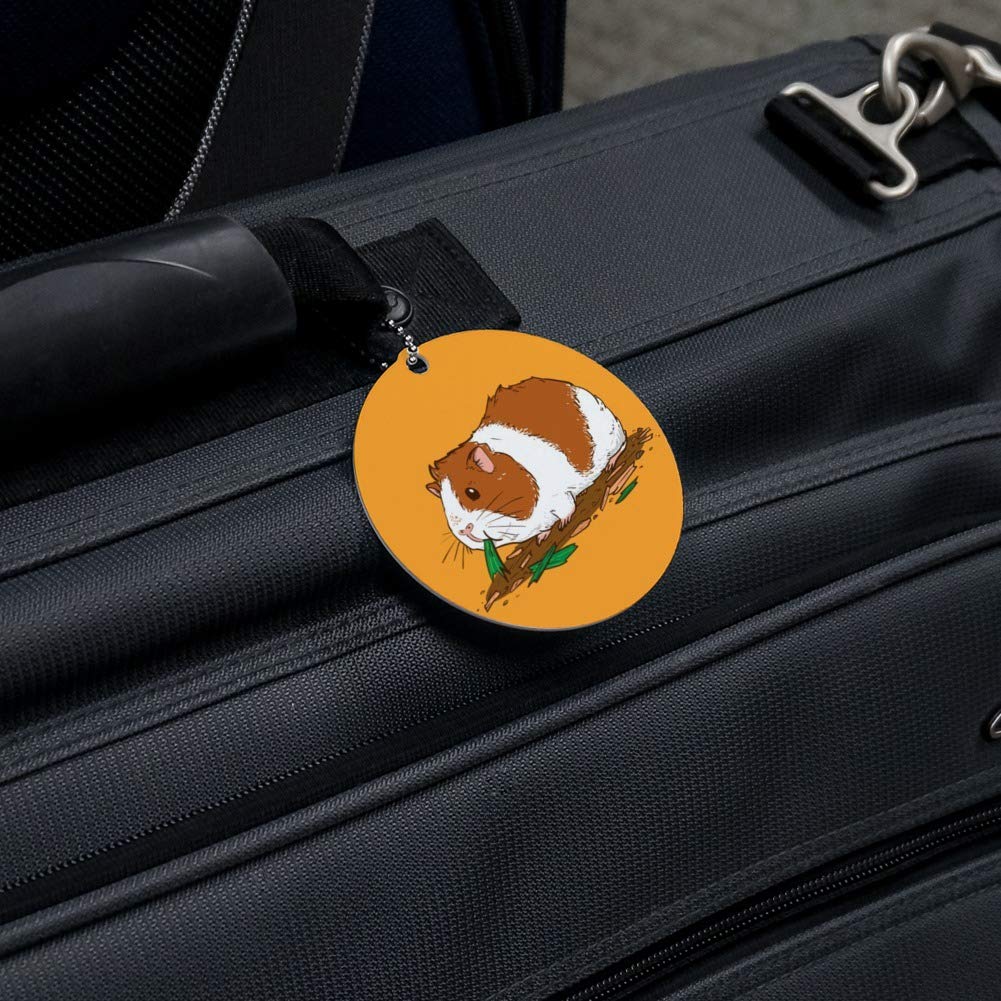 Guinea Pig Eating Round Luggage ID Tag Card - Durable Pet-Themed Suitcase Tag for Carry-On Bags - Perfect for Travel Identification & Pet Lovers
