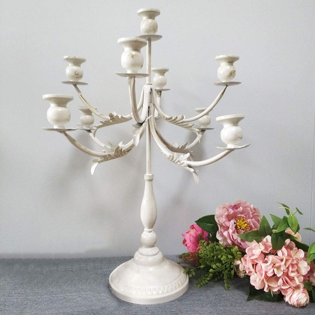 9-Piece Metal Candelabra Candle Holders Set - Elegant Farmhouse Candlesticks for Home, Cafe, Wedding & Party Decor - Perfect for Romantic Dinners, Housewarming Gifts & Farmhouse Style Decorating