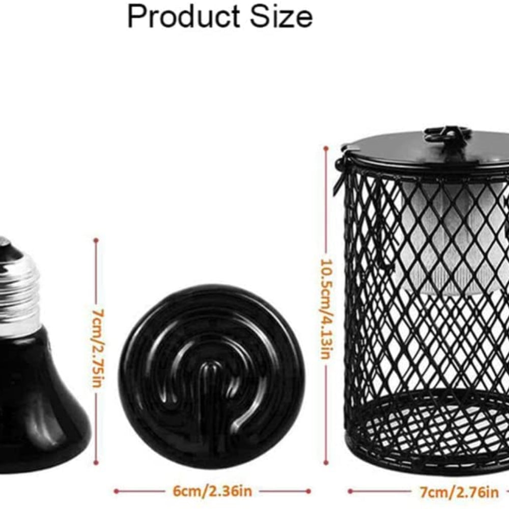 100W Reptile Ceramic Heat Lamp with Cage Light Holder - Adjustable Temperature for Terrariums, Chicken Coops & Pet Habitats - Ideal for Lizards, Snakes, Turtles & Poultry Breeding