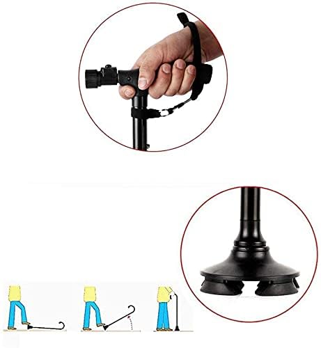 Adjustable Non-Slip Folding Walking Cane with LED Light - Free Standing Base for Seniors & Hiking - Lightweight Support for Outdoor Activities, Travel & Daily Use