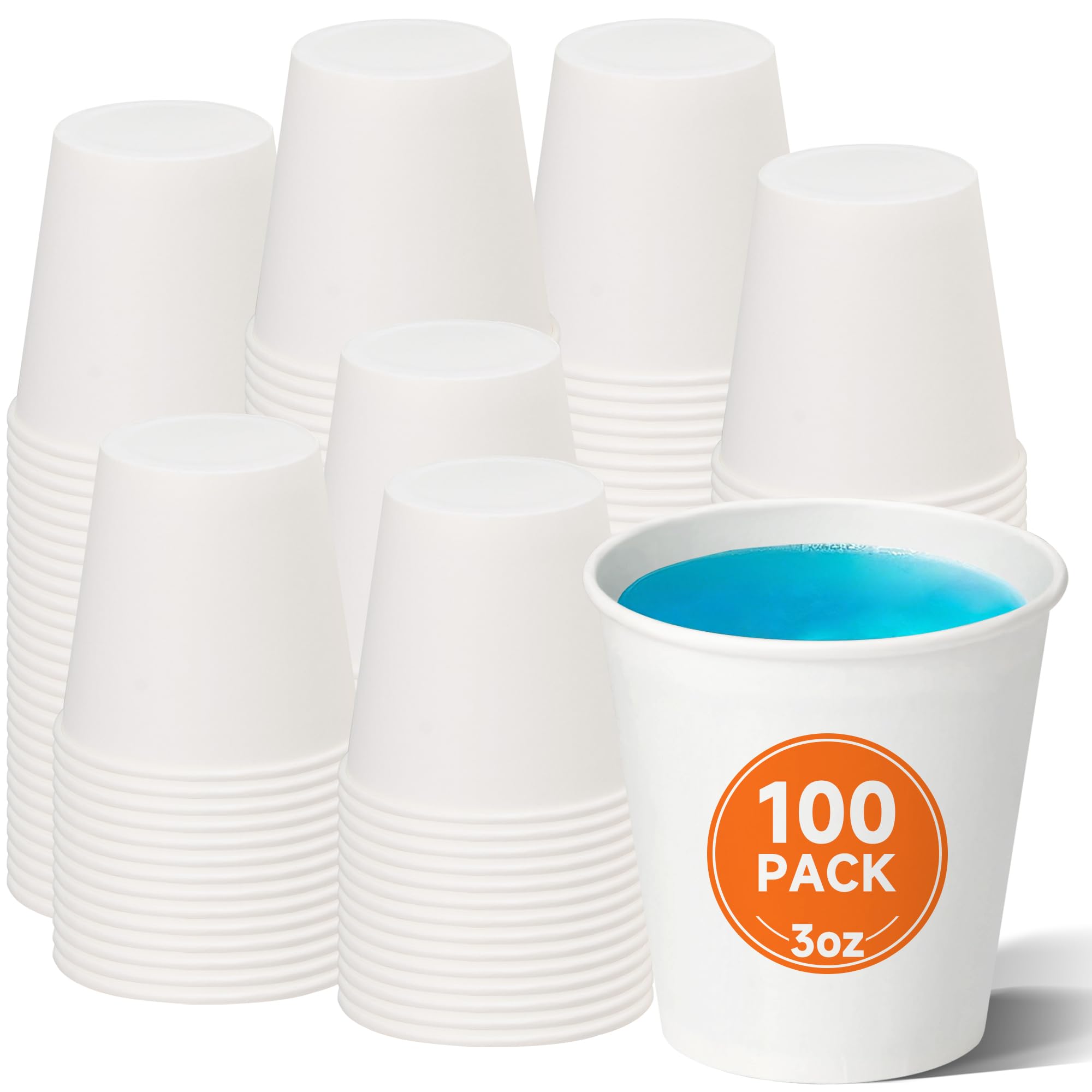 100 Count 3 oz Disposable Paper Mouthwash Cups - Small Bathroom Cups for Dental Rinse, Parties, Travel & Everyday Use - Perfect for Home, Office & Healthcare Facilities