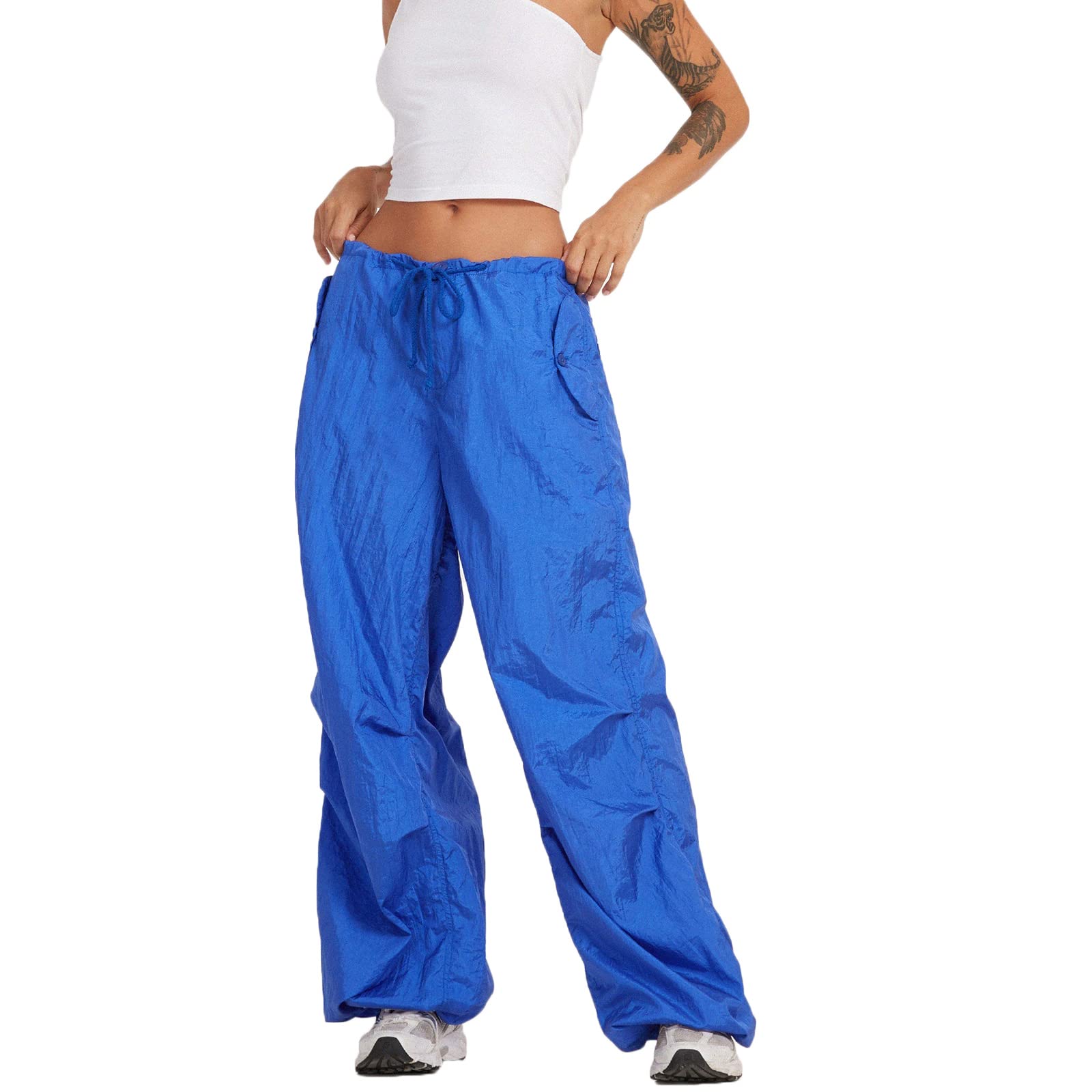 Multitrust Women's Baggy Cargo Pants with Pockets - Casual Goth Hip Hop Jogger Pants, Loose Fit Workout Trousers for Streetwear, Yoga, and Everyday Wear