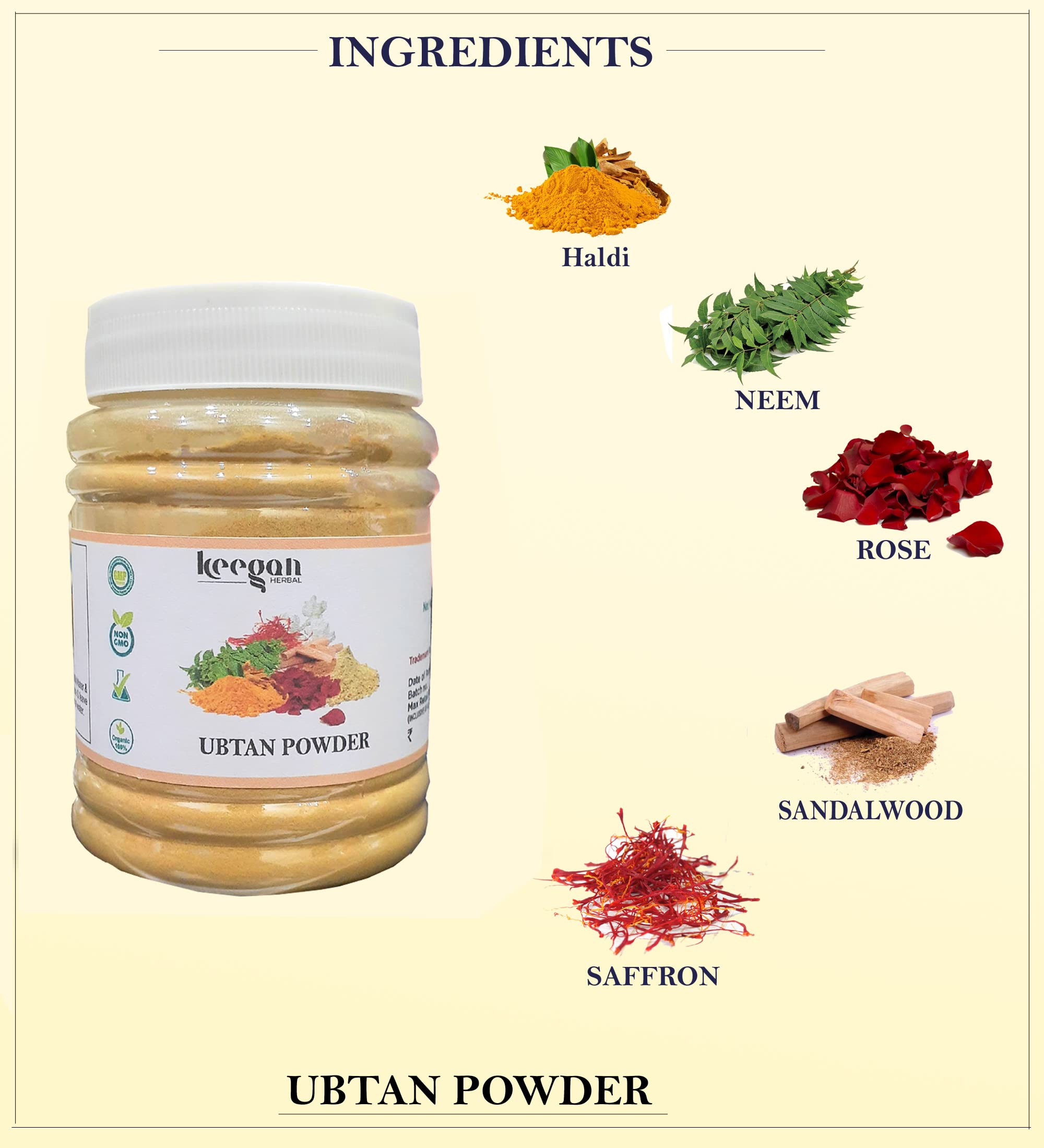 Keegan Multani Mitti Powder, Sandalwood Powder, Red Rose Petal Powder, Ubtan Powder, Kasturi Haldi Powder Combo - 5-in-1 Natural Face Pack & Skin Care Set (75g Each) for Glowing Skin, Acne Treatment & Ayurvedic Beauty Routine
