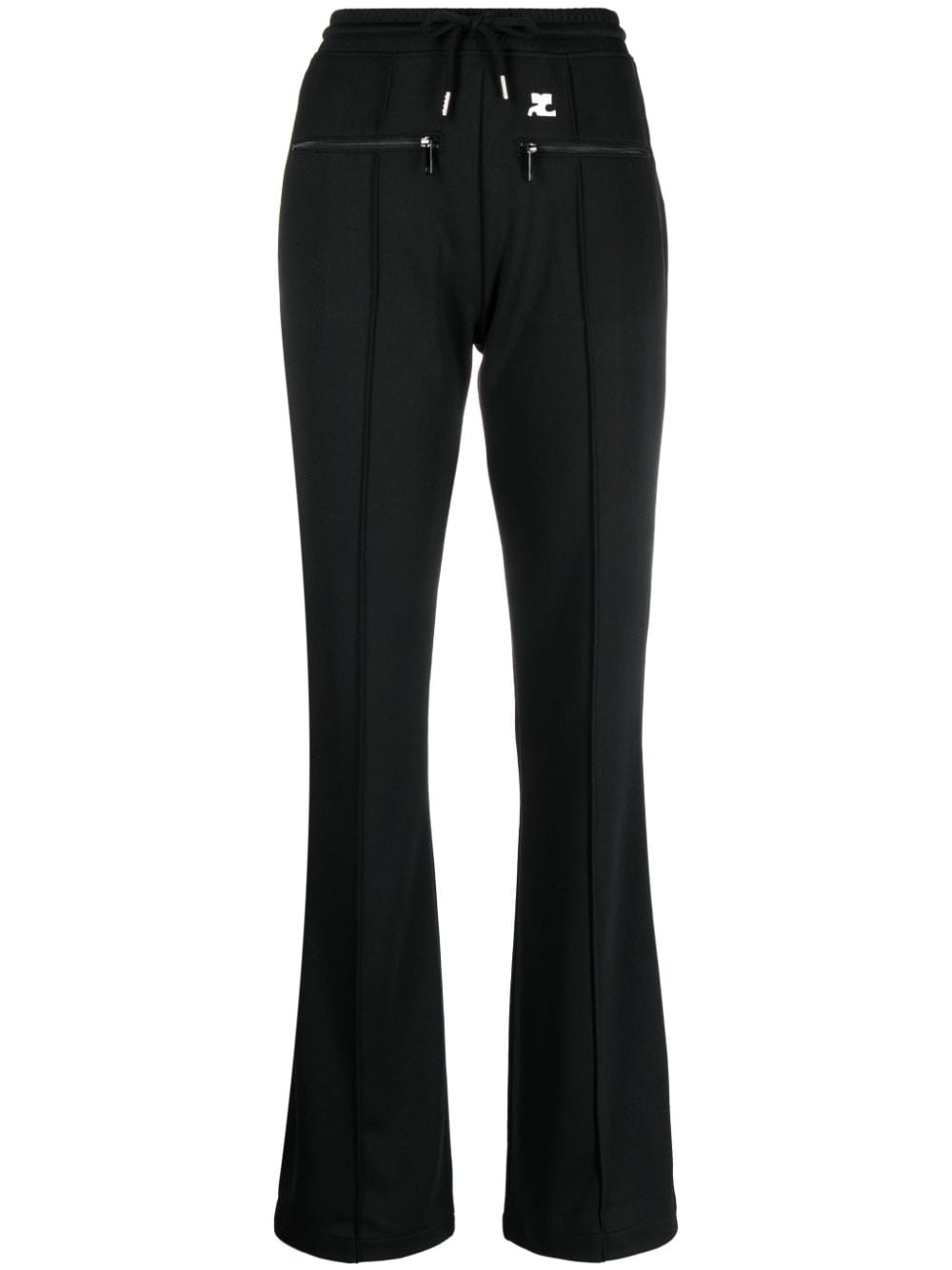 COURREGES PRE Black Trousers for Women - High Waist Slim Fit Pants for Work, Office & Casual Wear