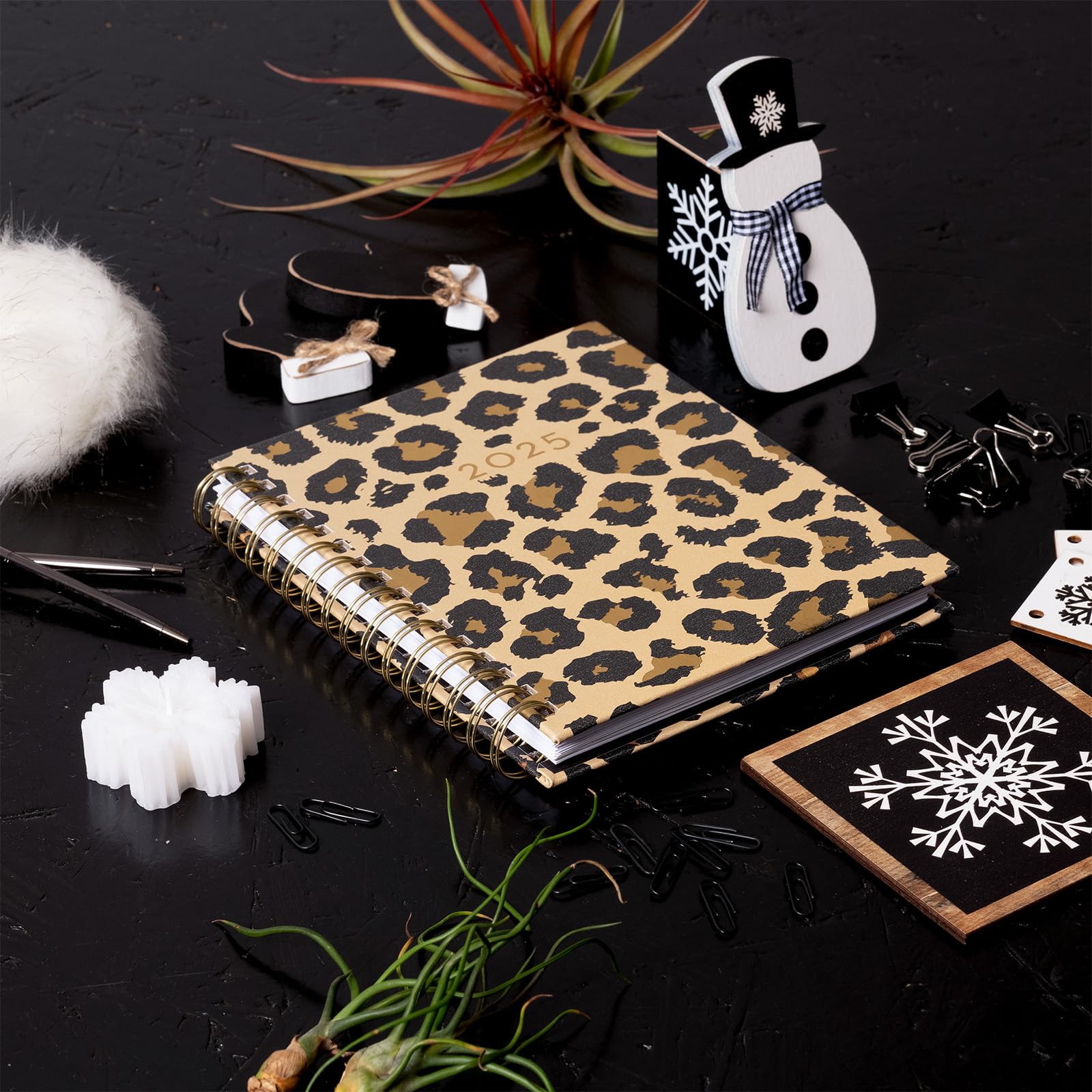 2025 Eccolo Spiral Agenda Planner - Cheetah Print Weekly & Monthly Calendar with Sticker Sheets & Inspirational Quotes (7.75
