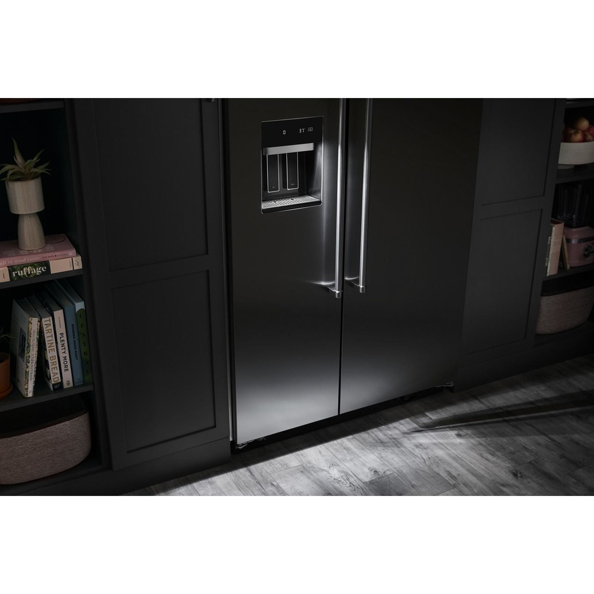 KitchenAid KBSD708MBS 36-Inch Built-In Refrigerator with Black Stainless Steel Finish - Perfect for Modern Kitchens & Open-Concept Living Spaces
