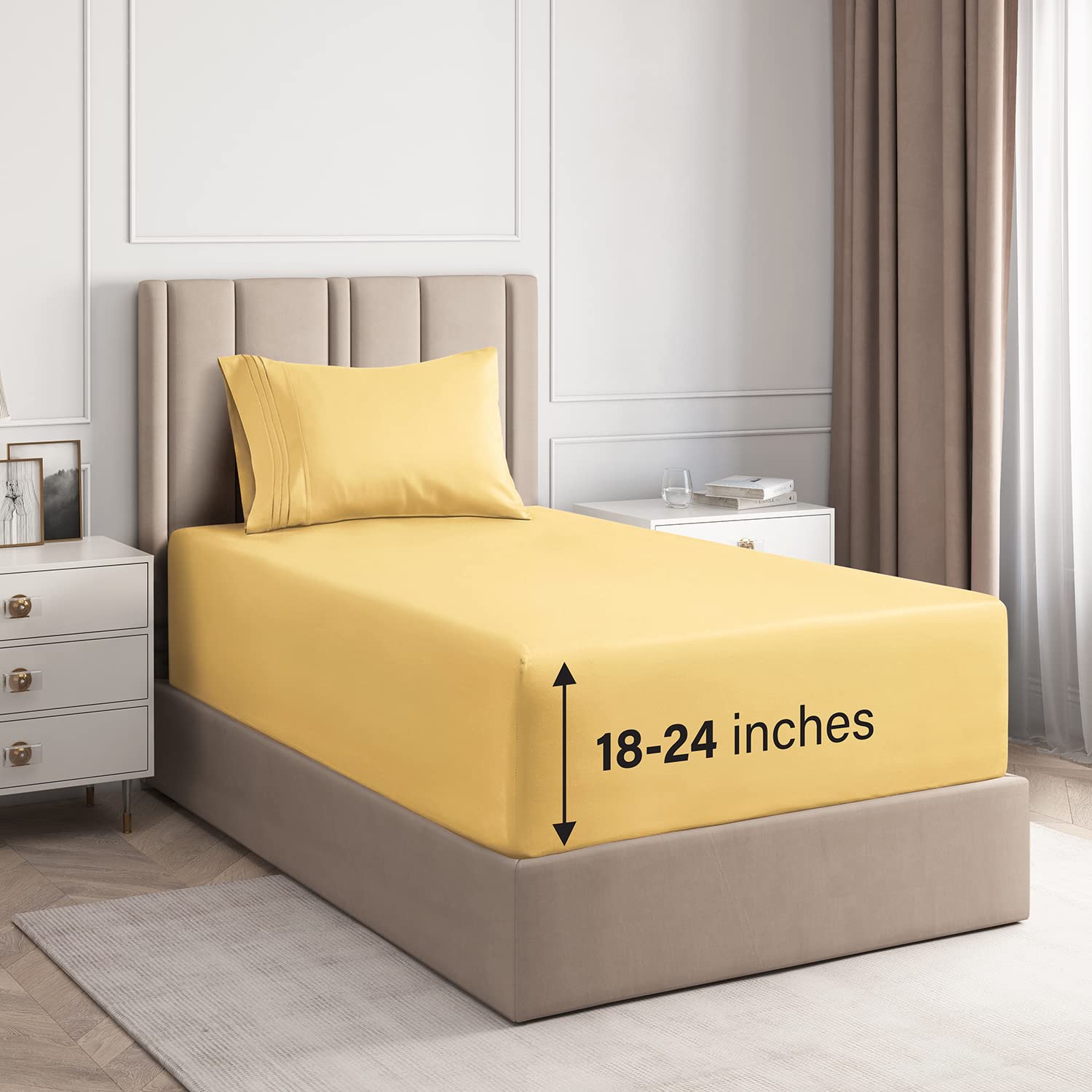 Deep Pocket Twin XL Sheet Set - 3 Piece Extra Deep Fitted Sheets for 14-18