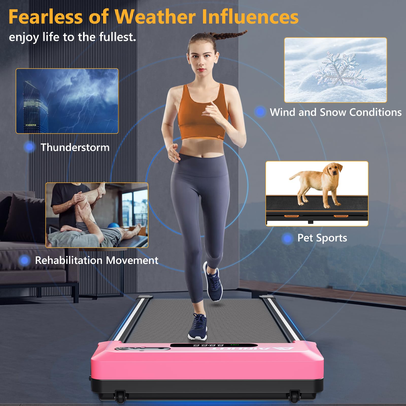 4-in-1 Under Desk Treadmill with Incline - 2.5HP Portable Walking Pad for Home & Office Use, Quiet Jogging Machine with LED Display & Remote Control Lanyard - Perfect for Work from Home Fitness, Small Space Workouts & Apartment Cardio Exercises