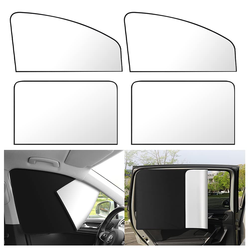 4PCS Foldable Magnetic Car Window Shades - Blackout UV Protection & Privacy Covers for SUV, Truck, Car | Universal Fit for Sleeping, Travel & Camping | Titanium Silver (4Pcs)