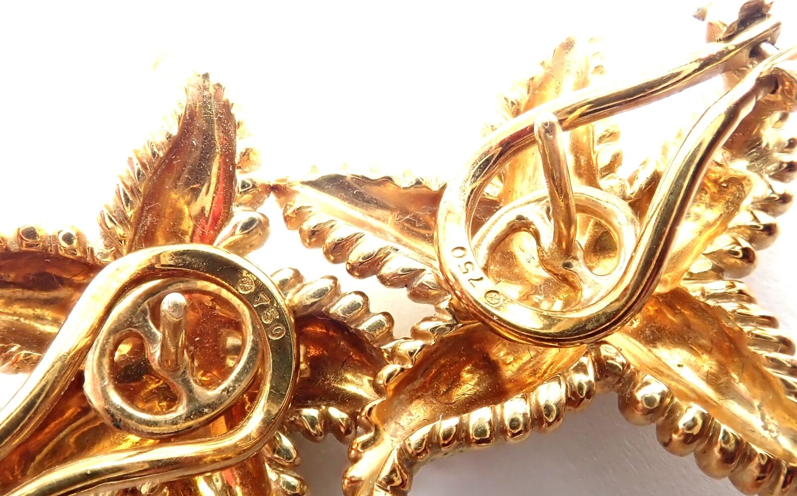 Authentic Vintage Tiffany & Co Starfish 18k Yellow Gold Large Hoop Earrings - Perfect for Weddings, Anniversaries & Special Occasions