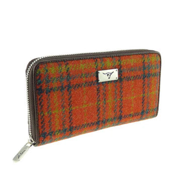 Harris Tweed Long Zip Wallet for Men & Women - 22 Stylish Colors | RFID Blocking Leather Card Holder for Travel, Business & Everyday Use