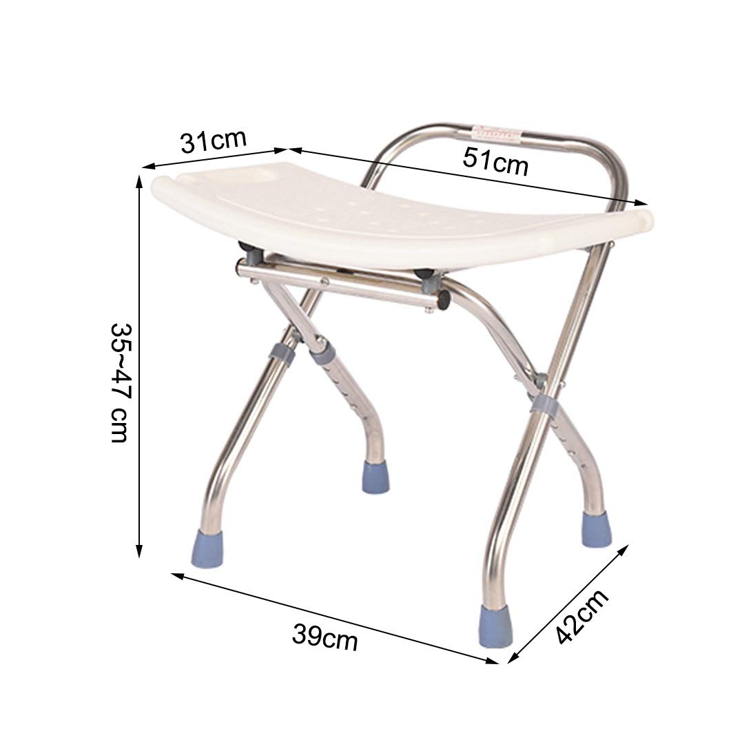 Foldable Shower Chair for Elderly & Disabled - Adjustable Height Bath Bench with Anti-Slip Feet | 330lb Weight Capacity | Safe Bathroom Stool for Seniors, Spa & Shower Use | Ideal for Assisted Living & Home Care