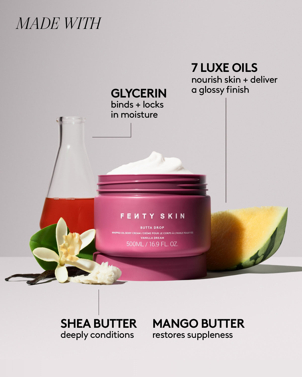 Jumbo Butta Drop Whipped Body Cream with Tropical Oils & Shea Butter - Vanilla Dream | Ultra Hydrating Moisturizer for Dry Skin | Perfect for Daily Use & Spa Nights