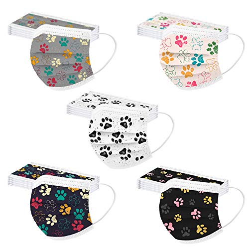 50pcs Disposable 3-Ply Face Masks for Adults - Adjustable, Breathable & Fun Star Print - Perfect for Holidays, Parties, Cosplay & Costume Events
