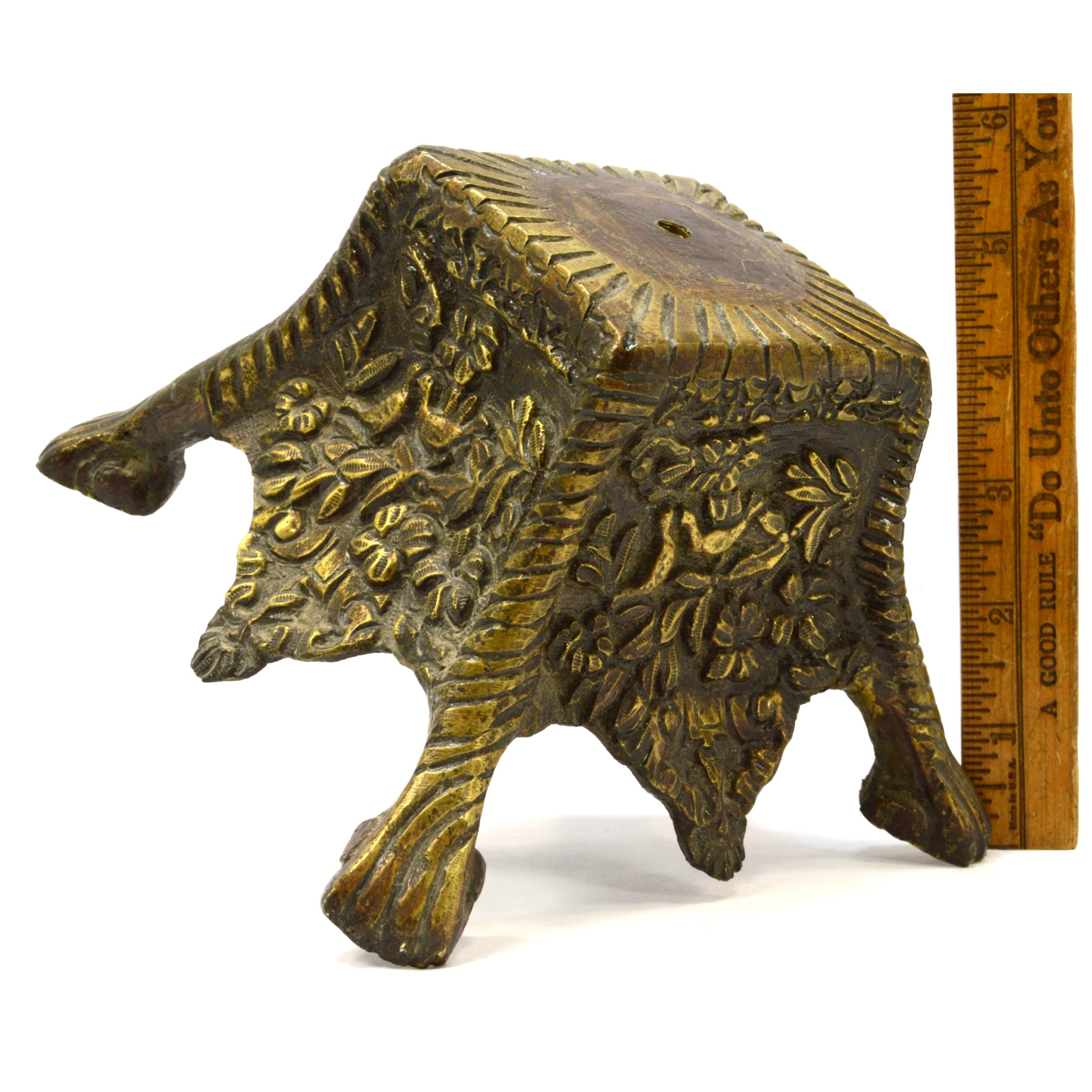 Antique Salvaged Brass Plinth 3.5 lbs Pedestal Base - Vintage Lamp or Clock Part for Restoration & DIY Projects - Perfect for Home Decor, Steampunk Style, and Creative Upcycling