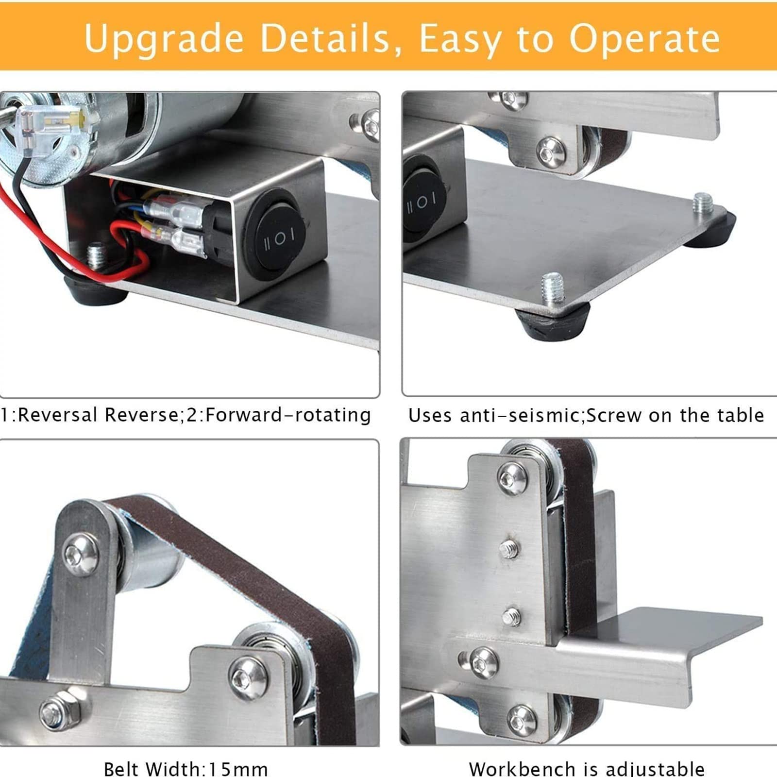 Electric Belt Sander & Grinder - Adjustable Angle for Wood & Metal Polishing | DIY Belt Grinding Machine for Home & Workshop Projects | Compact & Powerful Mini Belt Sander for Crafts & Metalwork