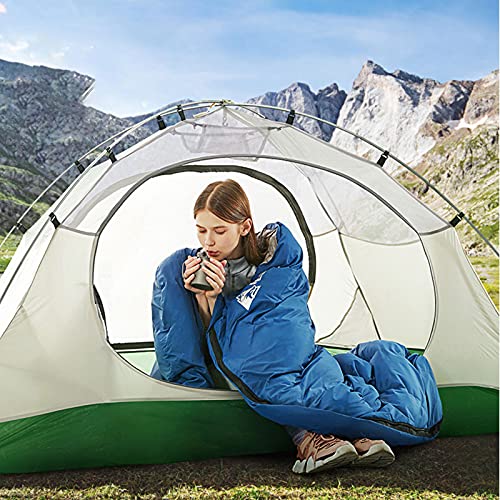 Velvet Sleeping Bag for Adults - Thickened Cold-Proof Winter Sleeping Bag for Camping, Hiking & Mountaineering | 4 Season Outdoor Gear - Blue | Perfect for Backpacking, Travel & Emergency Preparedness
