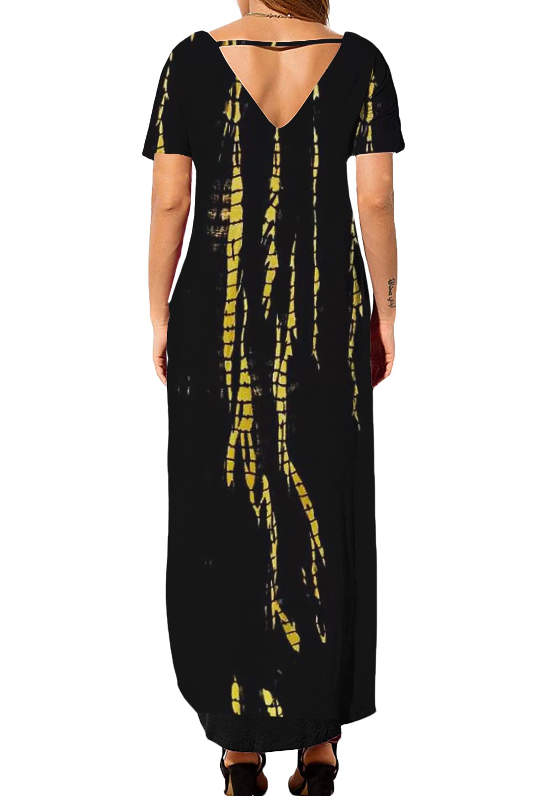 Kancystore Women's Summer Long Maxi Dress - Casual Short Sleeve Beach Dress with Side Slit & Pockets | Perfect for Vacation, Poolside, and Outdoor Parties