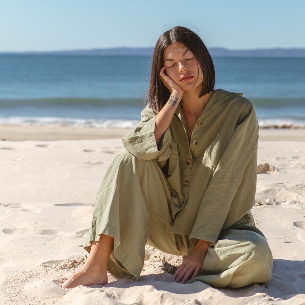 Women's Soft Lounge Shirt - Comfortable Relaxing Olive Green Top for Home & Casual Wear | Perfect for Lounging, Yoga & Everyday Outfits