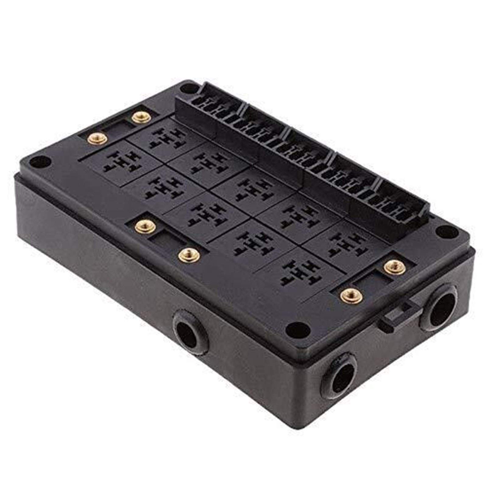 18 Way Blade Fuse Holder Relay Socket Black Box - Waterproof Automotive & Marine Fuse Block with LED Indicator - Perfect for Car, Boat, RV Electrical System Protection