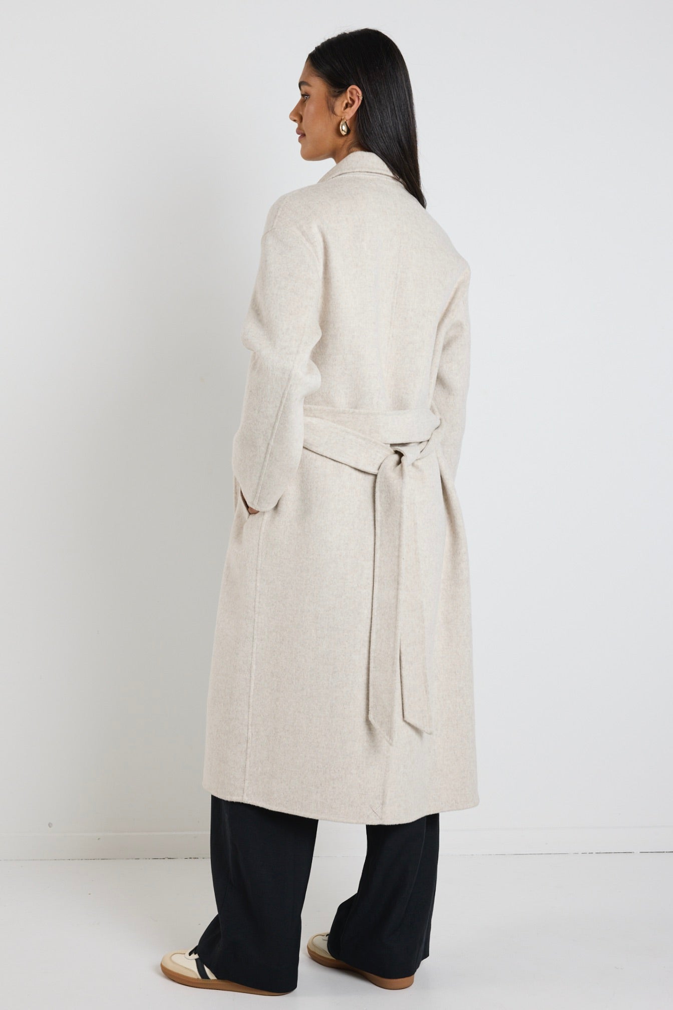 Geneva Snow Marle Wool Blend Belted Coat - Women's Winter Trench Coat for Office, Travel & Casual Outfits | Warm & Stylish Outerwear