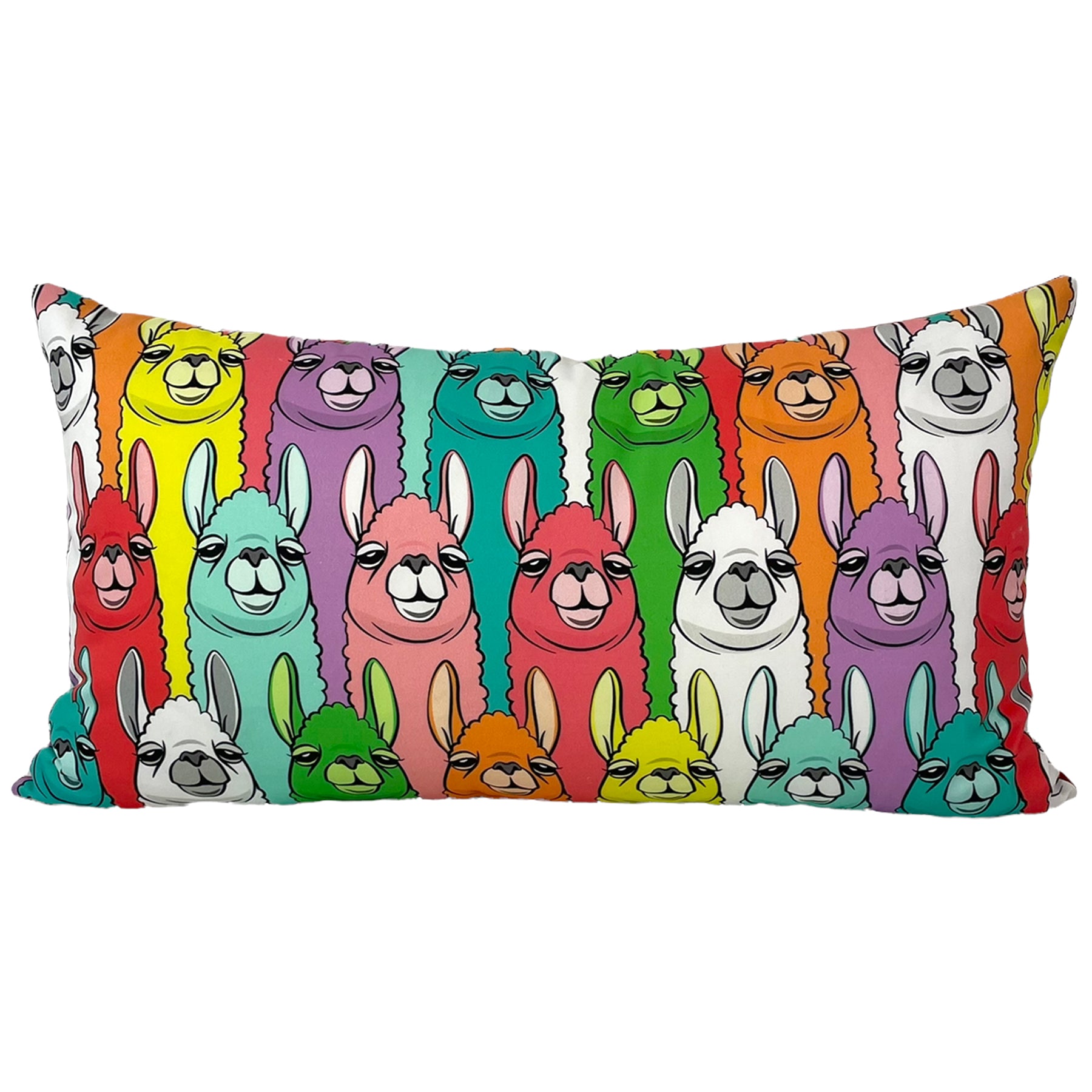 Rainbow Llama Throw Pillow Cover 15x27 Inches - Soft Decorative Cushion for Bedroom, Sofa & Dorm Room Decor