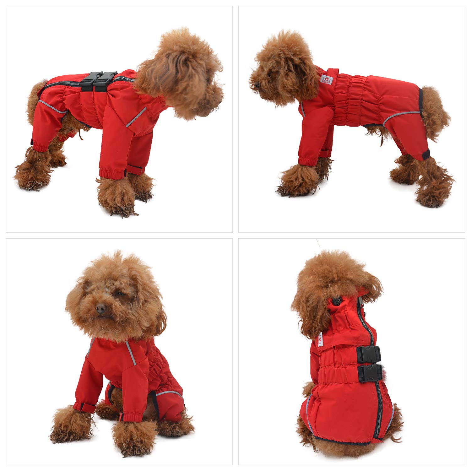 Waterproof Dog Jacket for Small Medium Large Dogs - Lightweight Reflective Windproof Raincoat for Safety, Snow & Outdoor Use - Red S (Ideal for Rainy Days, Snowy Weather & Night Walks)