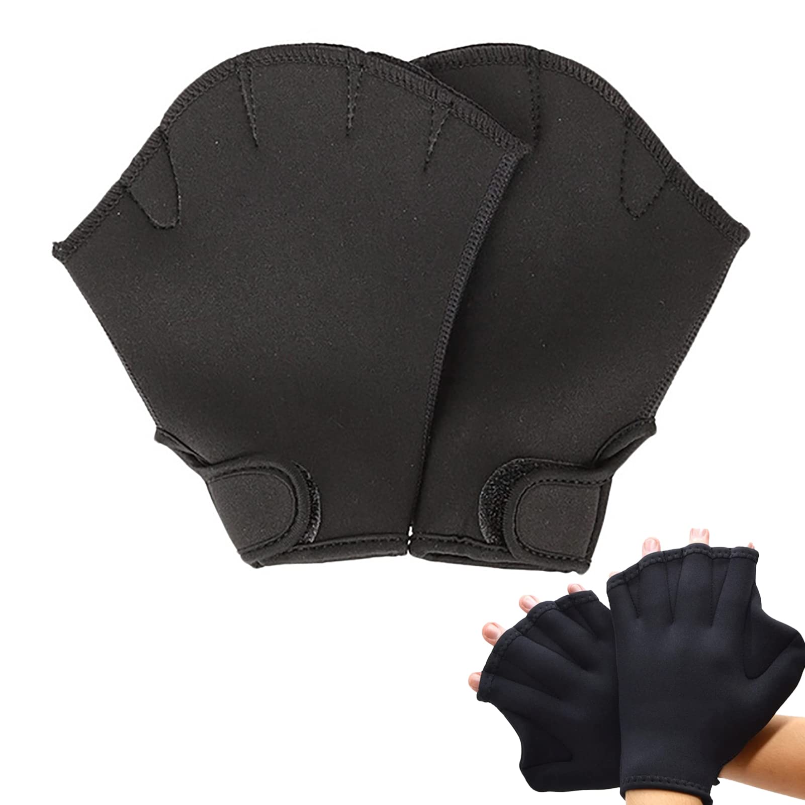 HKYMBM 1 Pair Swimming Gloves - Webbed Swim Training Gloves for Men, Women & Kids - Waterproof Aquatic Fitness Gloves for Pool, Beach & Open Water Swimming