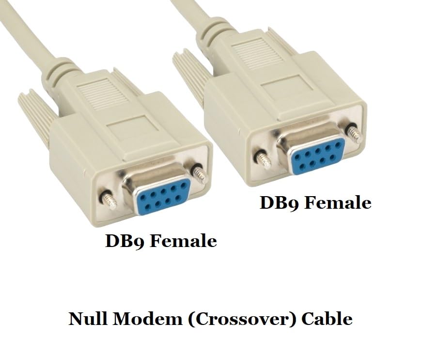 Shielded Null Modem Cable DB9 Female to Female (3/6/10/25 Feet) - Serial Communication for Industrial Equipment, POS Systems & Legacy Devices