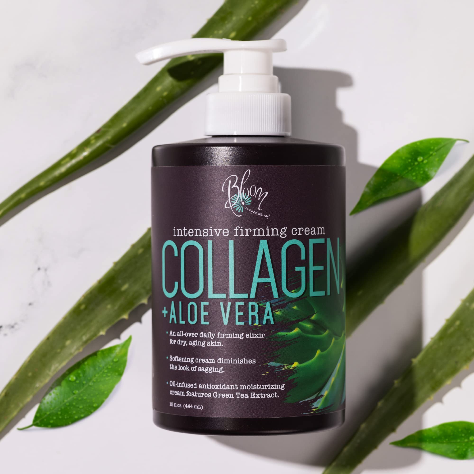 BLOOM Collagen Lotion - Firming Body Cream & Anti-Aging Face Moisturizer with Aloe Vera | Wrinkle Reduction for Sagging & Dry Skin | Fragrance Free | Pack of 2 | Perfect for Daily Skincare Routine & Nighttime Hydration