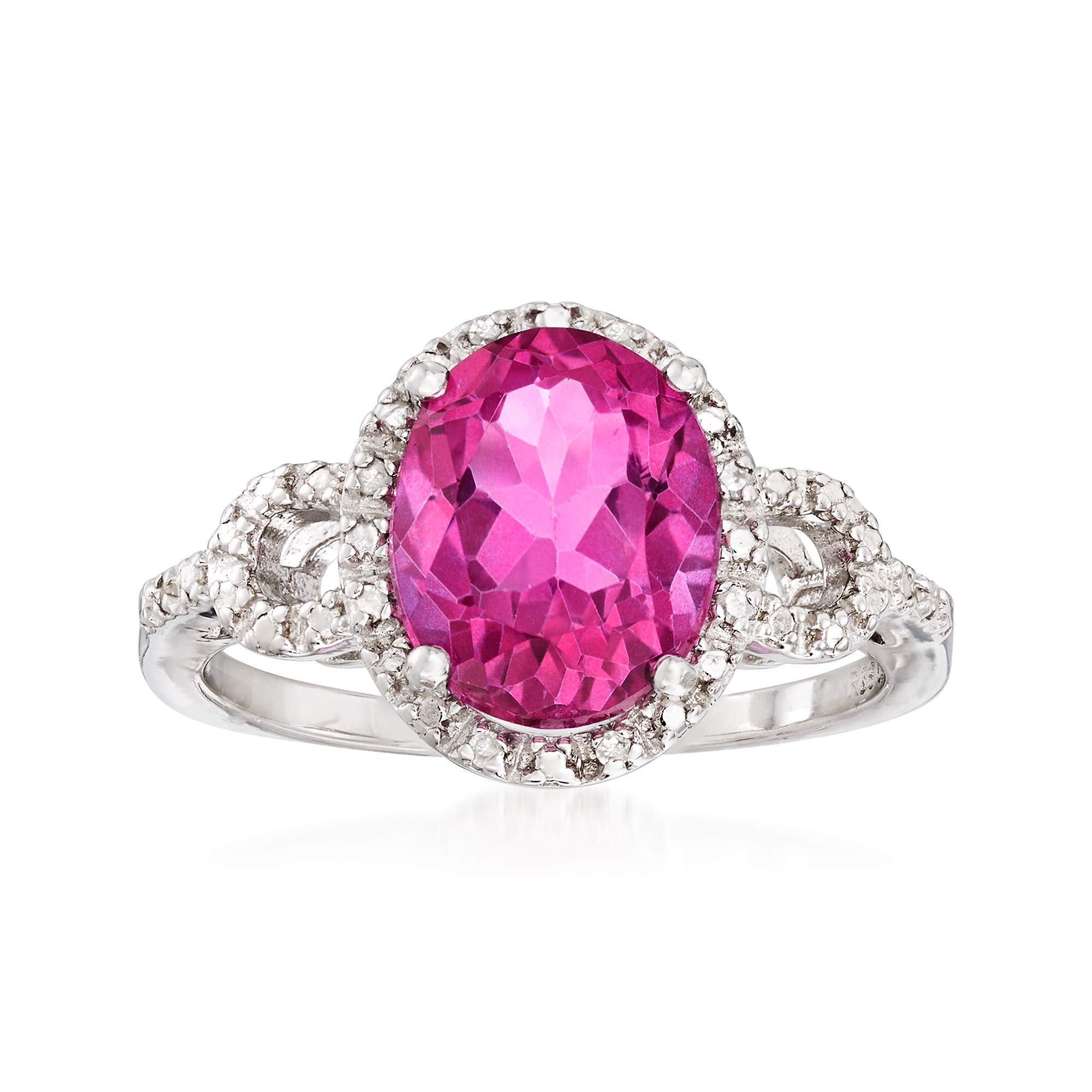 3.00 Carat Pink Topaz Diamond Accent Sterling Silver Ring - Size 8 | Elegant Birthstone Jewelry for Women, Perfect Gift for Anniversary, Valentine's Day & Special Occasions