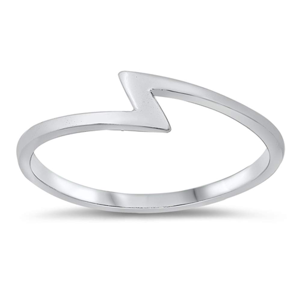 Zig Zag Lightning Bolt Ring - .925 Sterling Silver Band for Women & Men - Sizes 3-10 - Perfect for Everyday Wear, Gifts & Alternative Fashion