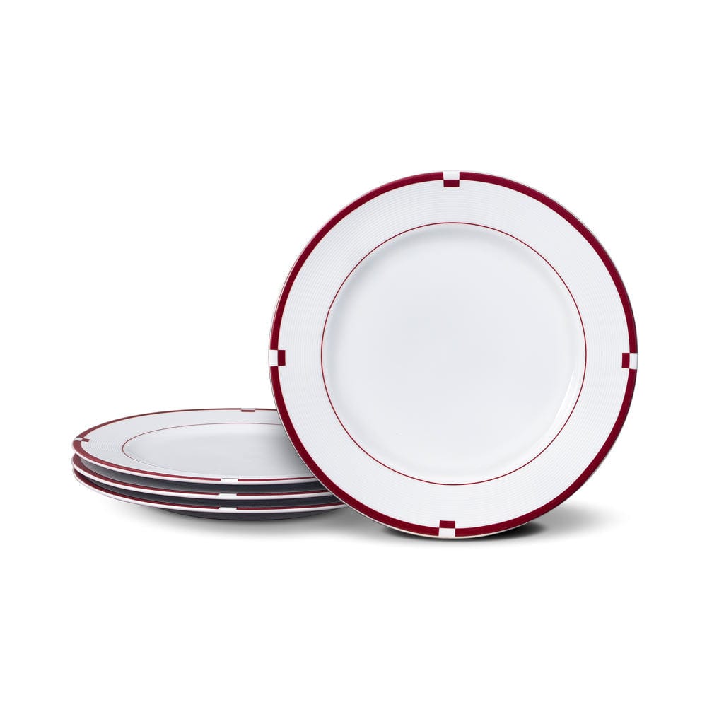 Jet Set Red Set of 4 Salad Plates - Elegant Dinnerware for Salads, Appetizers & Desserts | Perfect for Dinner Parties, Holiday Gatherings & Everyday Use