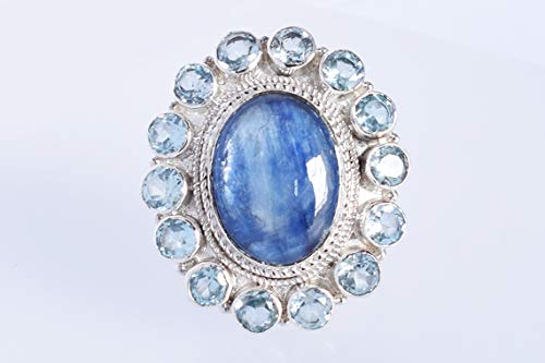 925 Sterling Silver Kyanite & Blue Topaz Ring for Women - Engagement, Wedding & Anniversary Jewelry