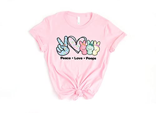 Peace Love Peeps Easter T-Shirt - Cute Unisex Easter Bunny Graphic Tee for Men & Women - Perfect Easter Gift, Family Matching Outfits & Spring Festival Celebration