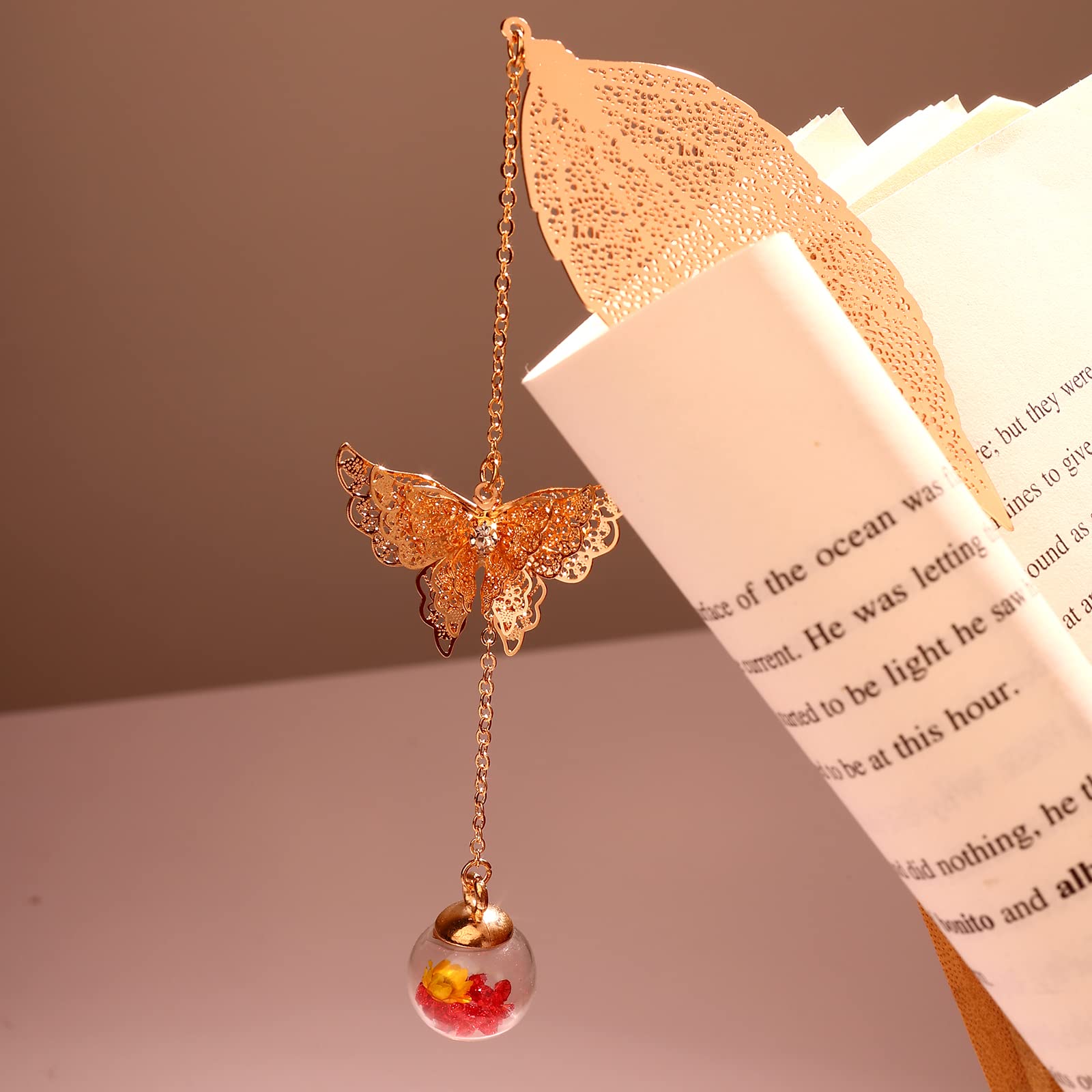 Elegant Gold Leaf Bookmark with Butterfly Charm - Perfect Gift for Book Lovers & Teachers - Ideal for Reading & Special Occasions