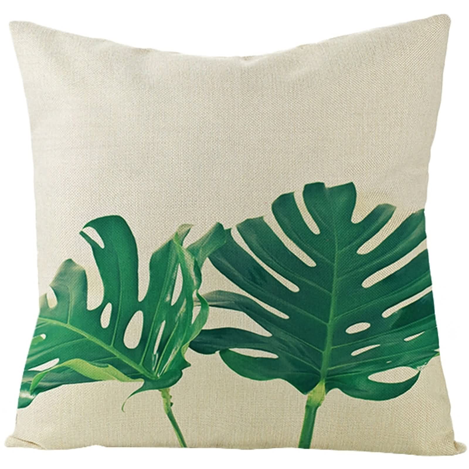 **Aooaz 16x16 Inch Linen Pillow Covers - Green Palm Leaves Pattern for Outdoor Seat Cushions & Throw Pillows | Perfect for Patio, Garden, and Porch Decor**