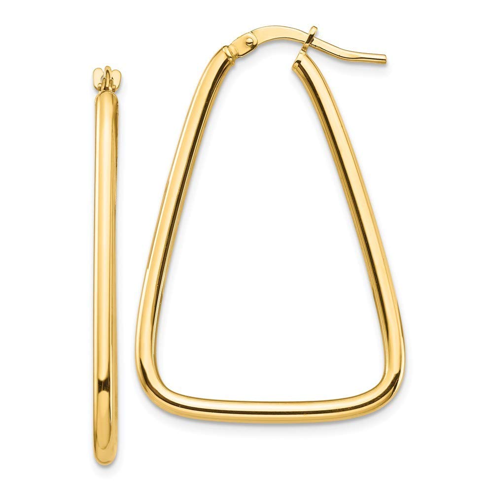14K Gold Triangle Hoop Earrings for Women - 36.76x25mm Polished Dangle Earrings, 2mm Thick Elegant Jewelry Gift | Perfect for Parties, Weddings & Everyday Wear