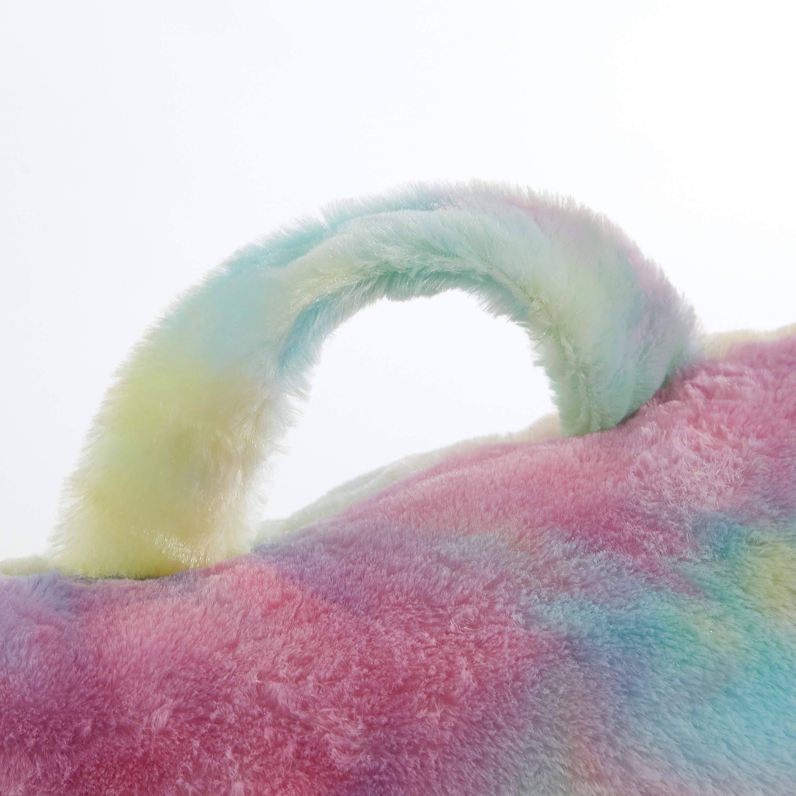 Premium Soft Faux Fur Bean Bag Chair with Storage Pocket - Large Rainbow Color - Perfect for Dorm Rooms, Living Rooms & Gaming Setups