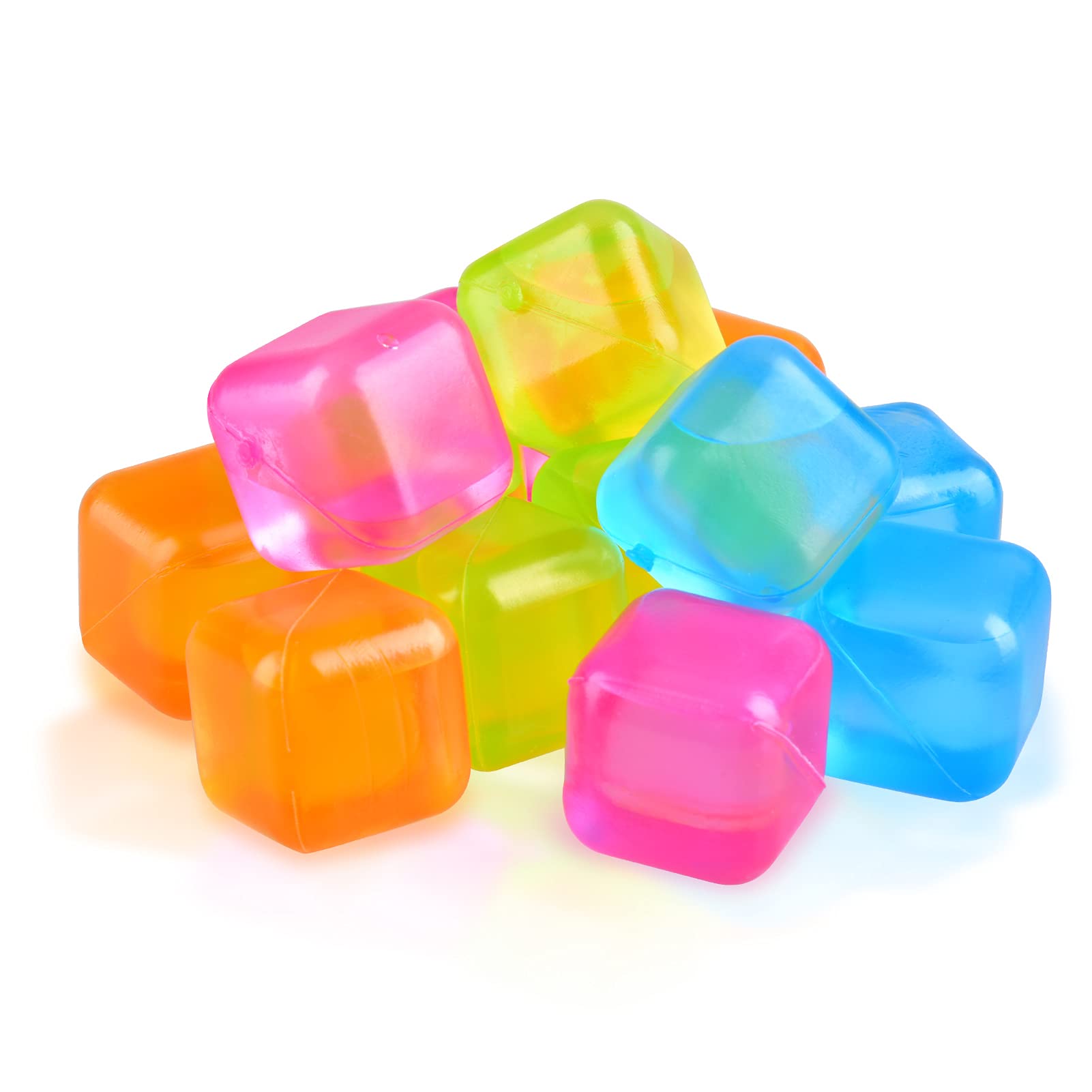 Reusable Ice Cubes 60 Pack - BPA Free Refreezable Plastic Ice Cubes for Drinks, Whiskey, Cocktails & Beverages - Square Multicolor Ice Cube Set for Parties, Home Bars & Outdoor Events