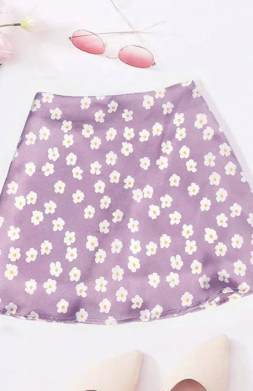 Women's High Waist Satin Printed A-Line Mini Skirt - Sexy Stretchy Party Skirt for Night Out, Club, Date Night & Summer Outfits