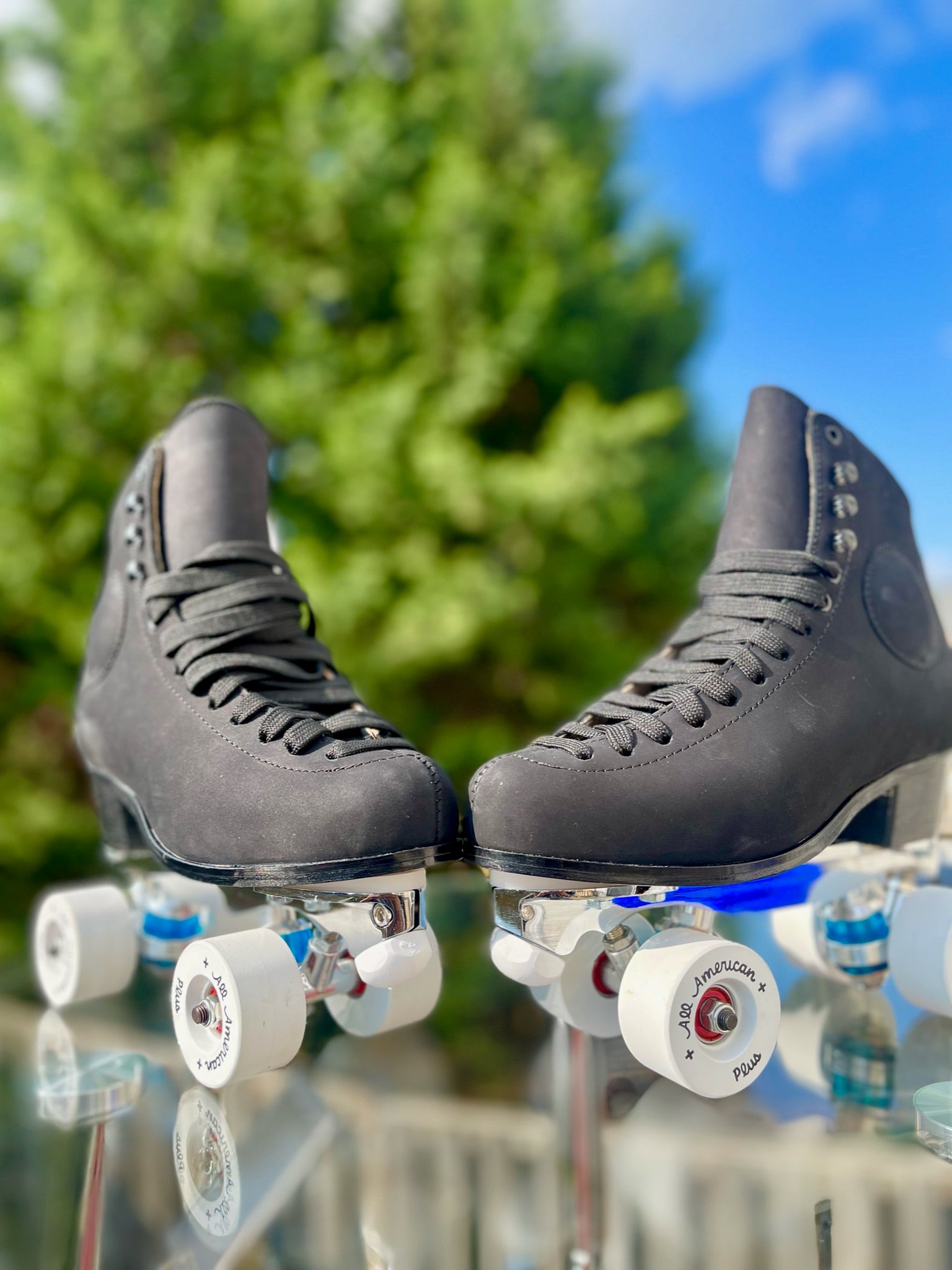 WIFA Street XTREME Blackout Roller Skates with Elyo Plate & All American Plus Wheels - Perfect for Urban Skating, Outdoor Rinks, and Roller Derby Training