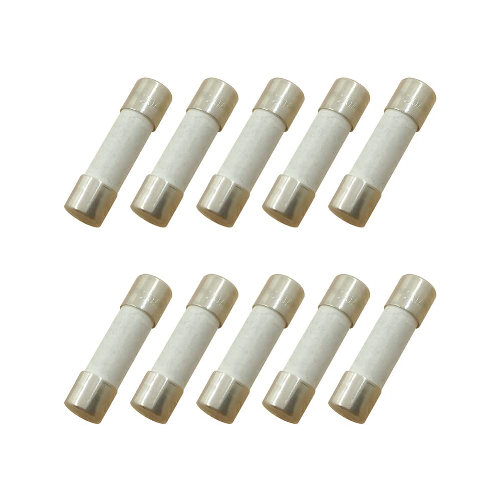 10 Amp Slow-Blow Time Delay Ceramic Fuse 5x20mm (Pack of 10) - Ideal for Electronics, Appliances, and Power Supply Protection