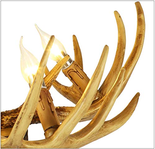 Rustic Antler Flush Mount Ceiling Light Fixture - LED Resin Chandelier for Living Room, Restaurant, Cafe - Perfect for Farmhouse, Lodge & Cabin Decor