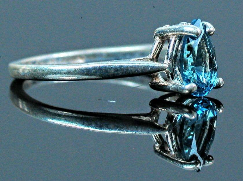 14K Solid Gold & Sterling Silver Swiss Blue Topaz Ring - Custom Made in Yellow, White, or Rose Gold - Size 6, 8, 163 499/143 499 - Perfect for Engagement, Anniversary & Special Occasion Gifts