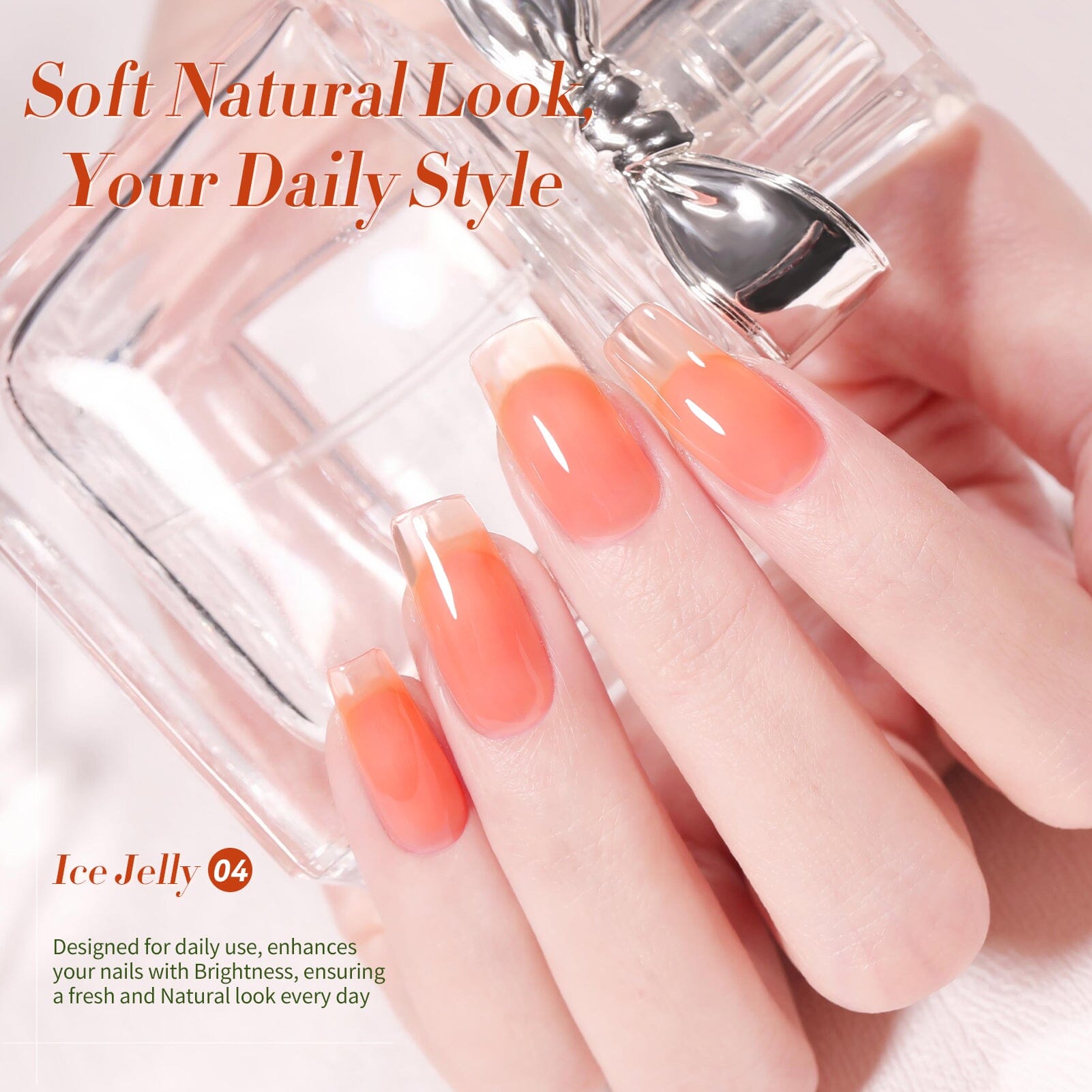 Hema-Free Orange Ice Jelly Gel Polish #04 - 15ml Long-Lasting Nail Polish for Manicures & Pedicures - Perfect for Salon, Home Use & Special Occasions